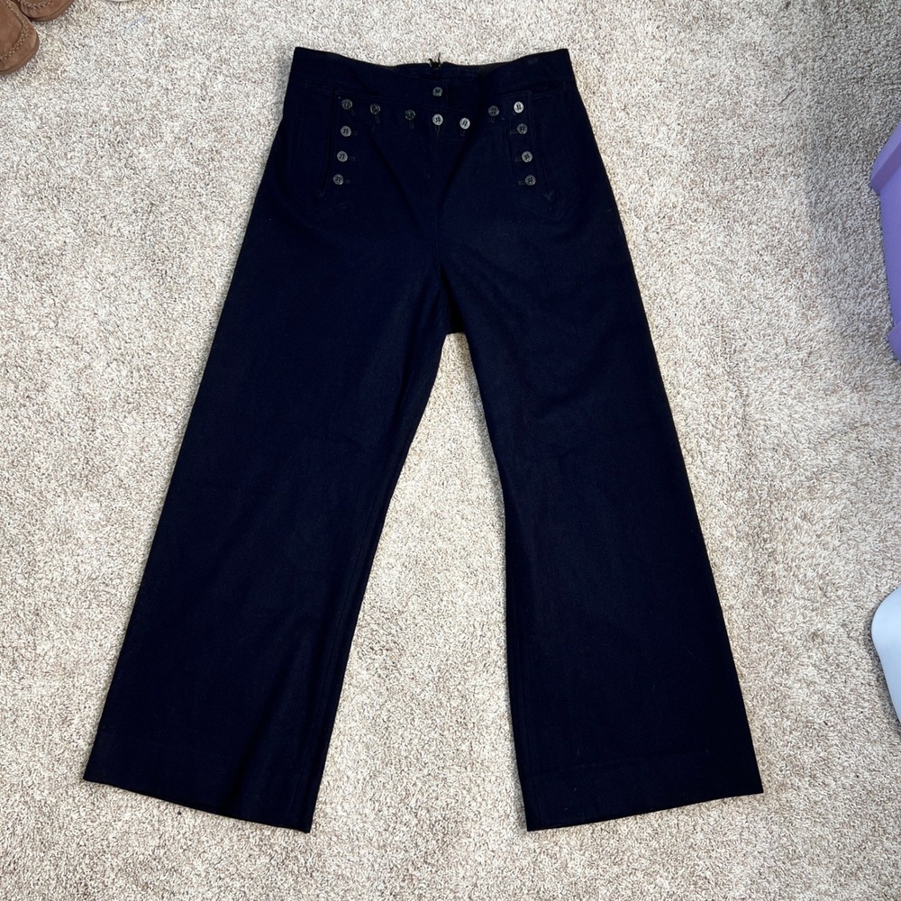 Vintage 60s Wide Leg High Rise Wool Pants 35x30 Crackerjack US Navy